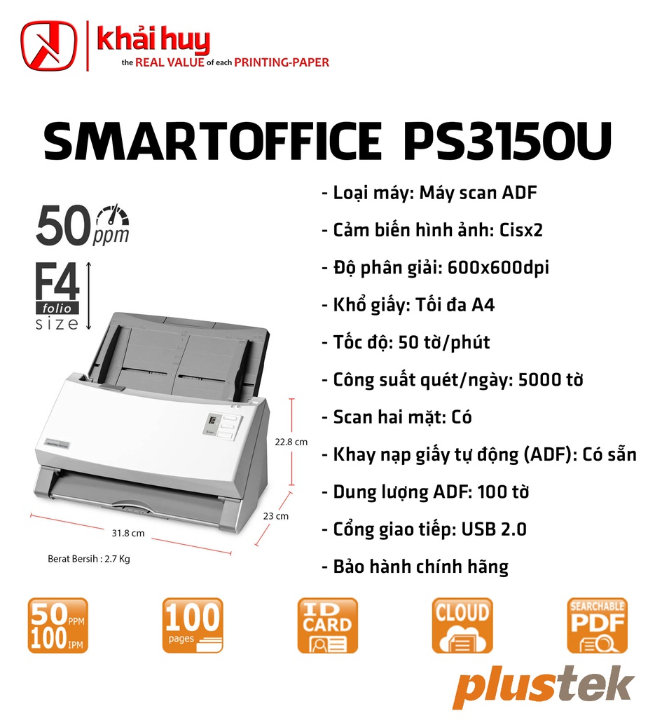 MÁY QUÉT PLUSTEK SMARTOFFICE PS3150U