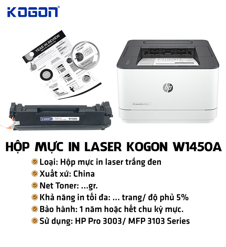 HỘP MỰC IN LASER KOGON W1450A (KHÔNG CHIP)