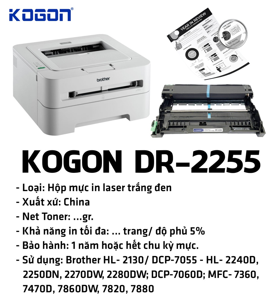 HỘP TRỐNG IN LASER KOGON DR-2255