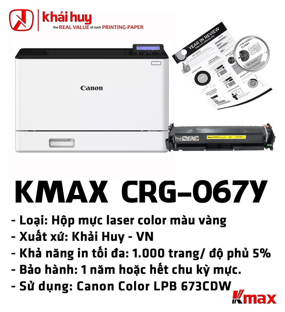 HỘP MỰC IN LASER KMAX CRG-067Y (CÓ CHIP)