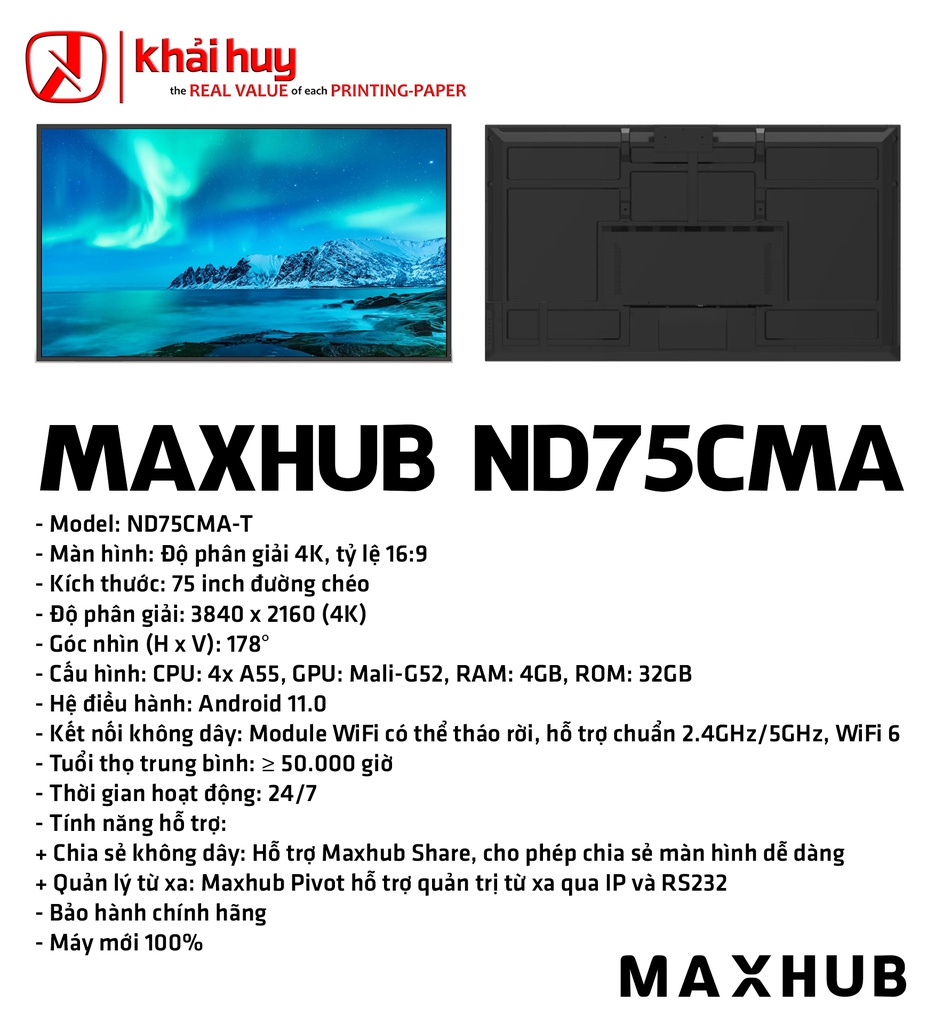 MÀN HÌNH HIỂN THỊ MAXHUB ND75CMA-T