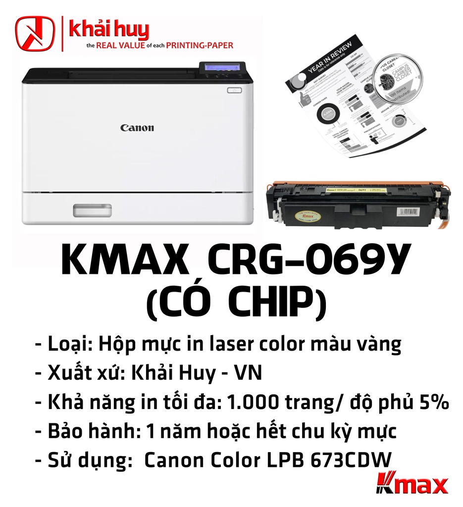 HỘP MỰC IN LASER KMAX CRG-069Y (CÓ CHIP)