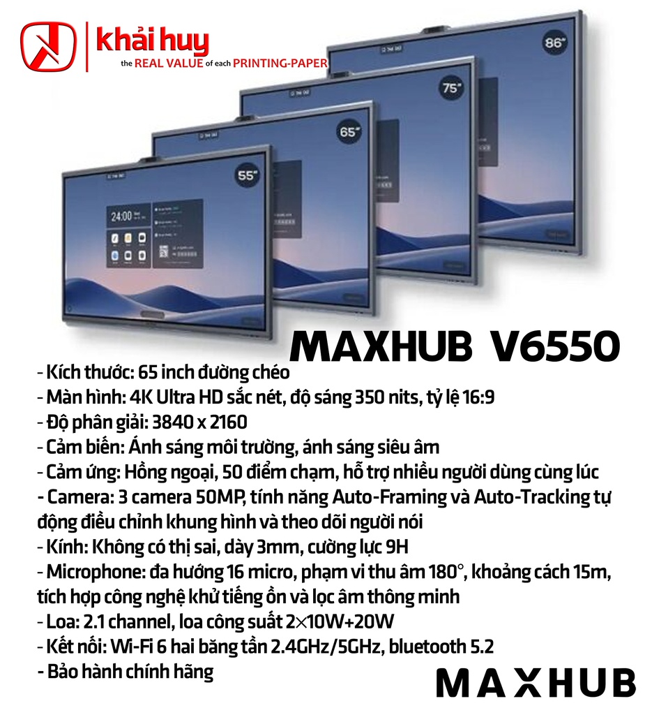 MÀN HÌNH TƯƠNG TÁC DOANH NGHIỆP MAXHUB V6550
