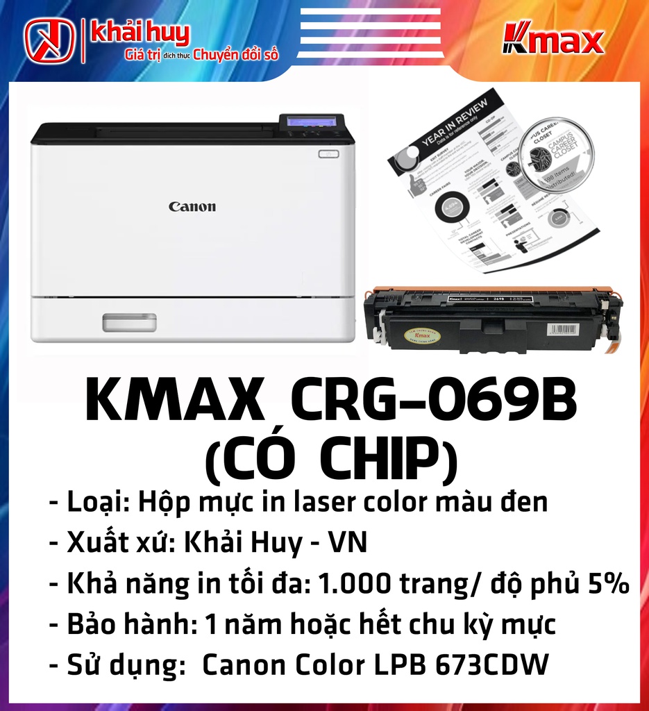 HỘP MỰC IN LASER KMAX CRG-069B (CÓ CHIP)