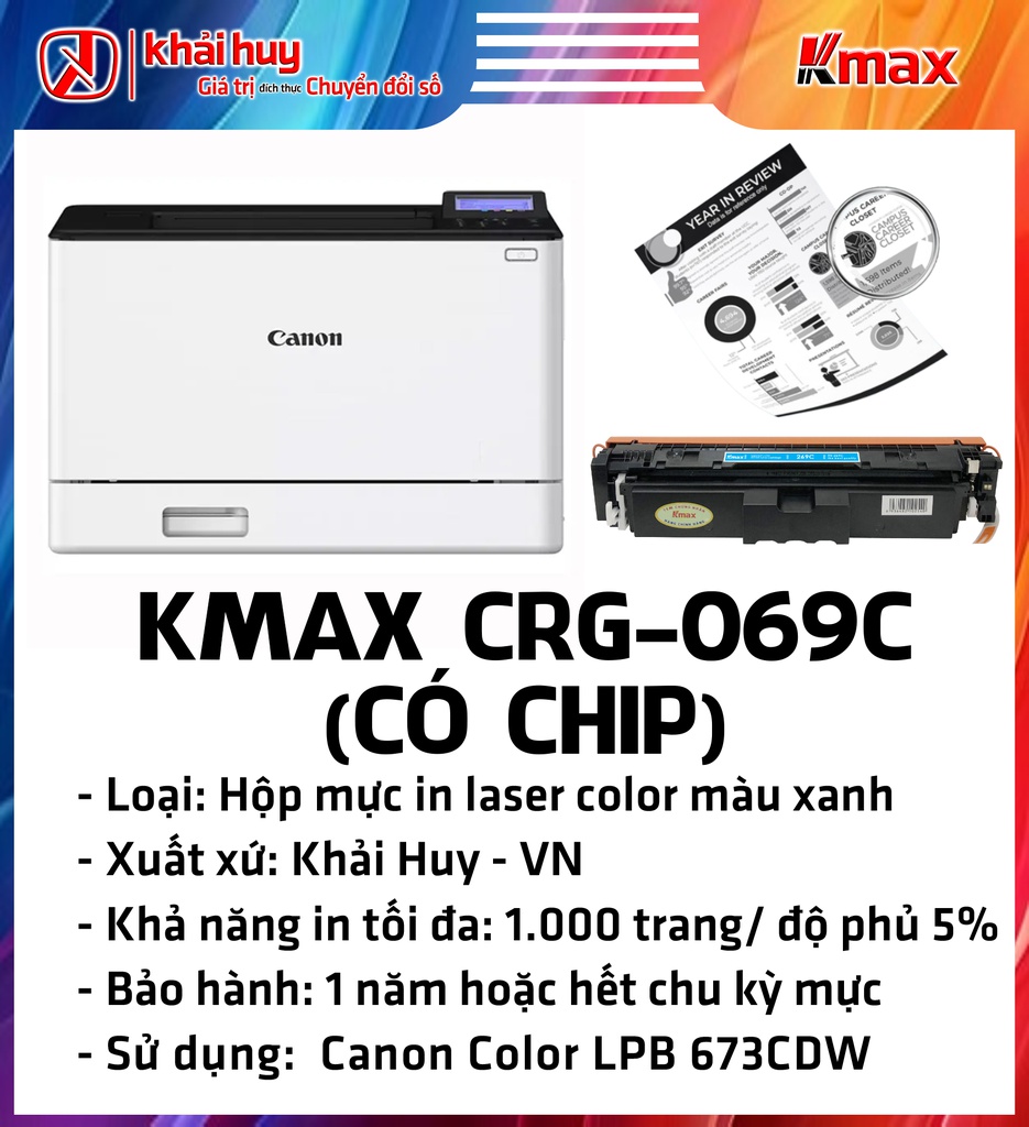 HỘP MỰC IN LASER KMAX CRG-069C (CÓ CHIP)