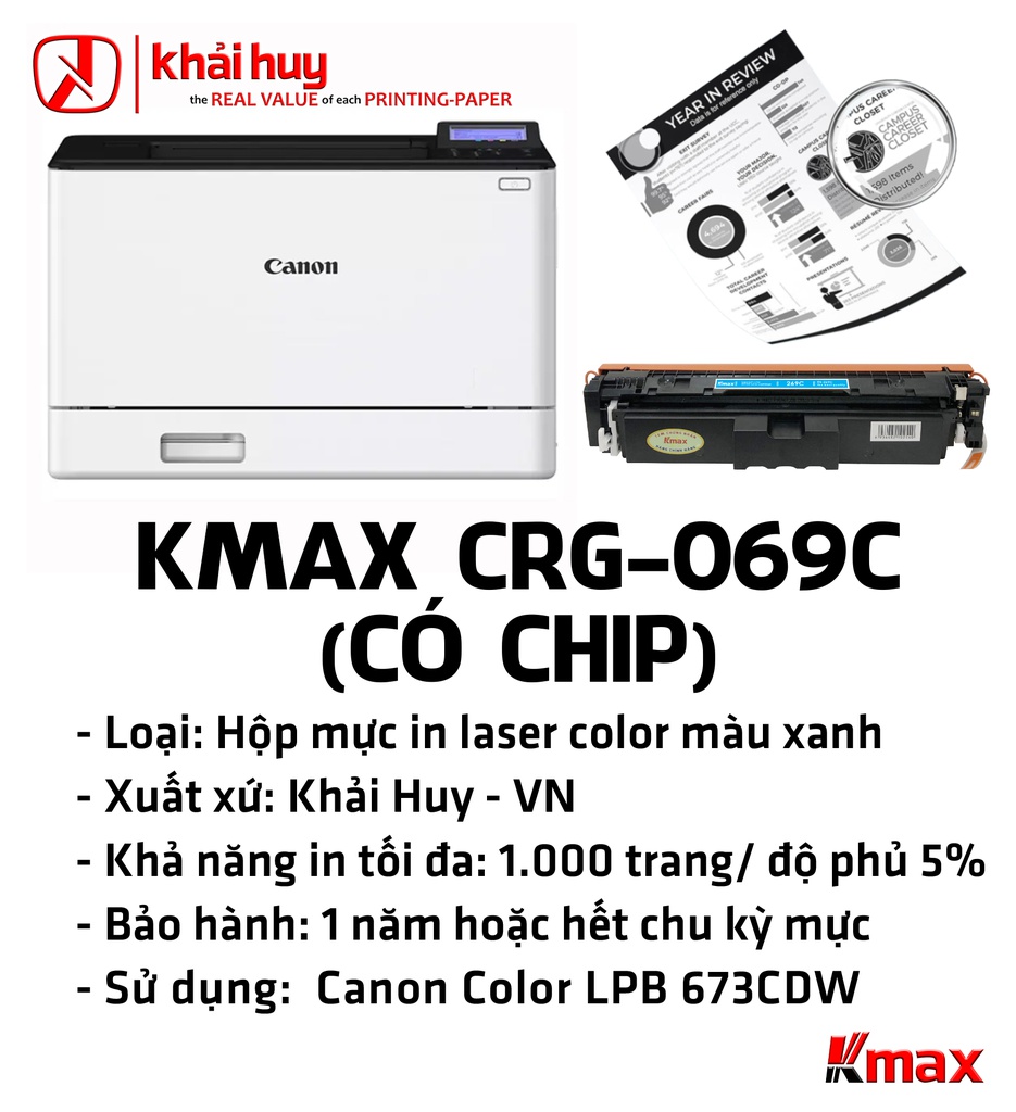 HỘP MỰC IN LASER KMAX CRG-069C (CÓ CHIP)