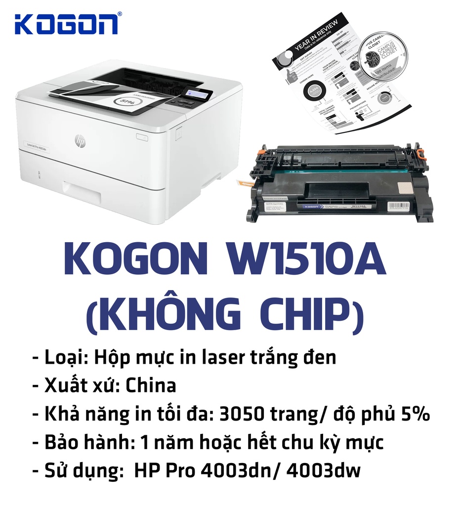 HỘP MỰC IN LASER KOGON W1510A (KHÔNG CHIP)